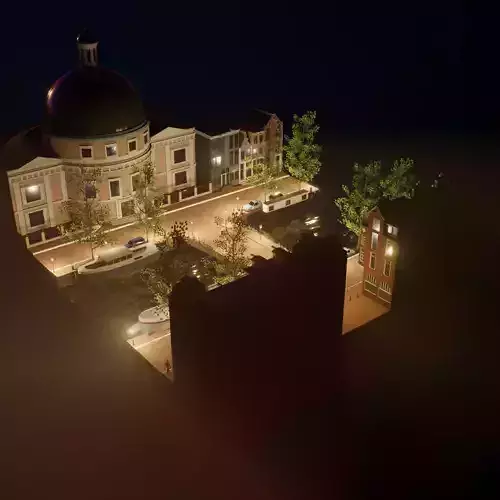 Amsterdam street corner Low-poly 3D model