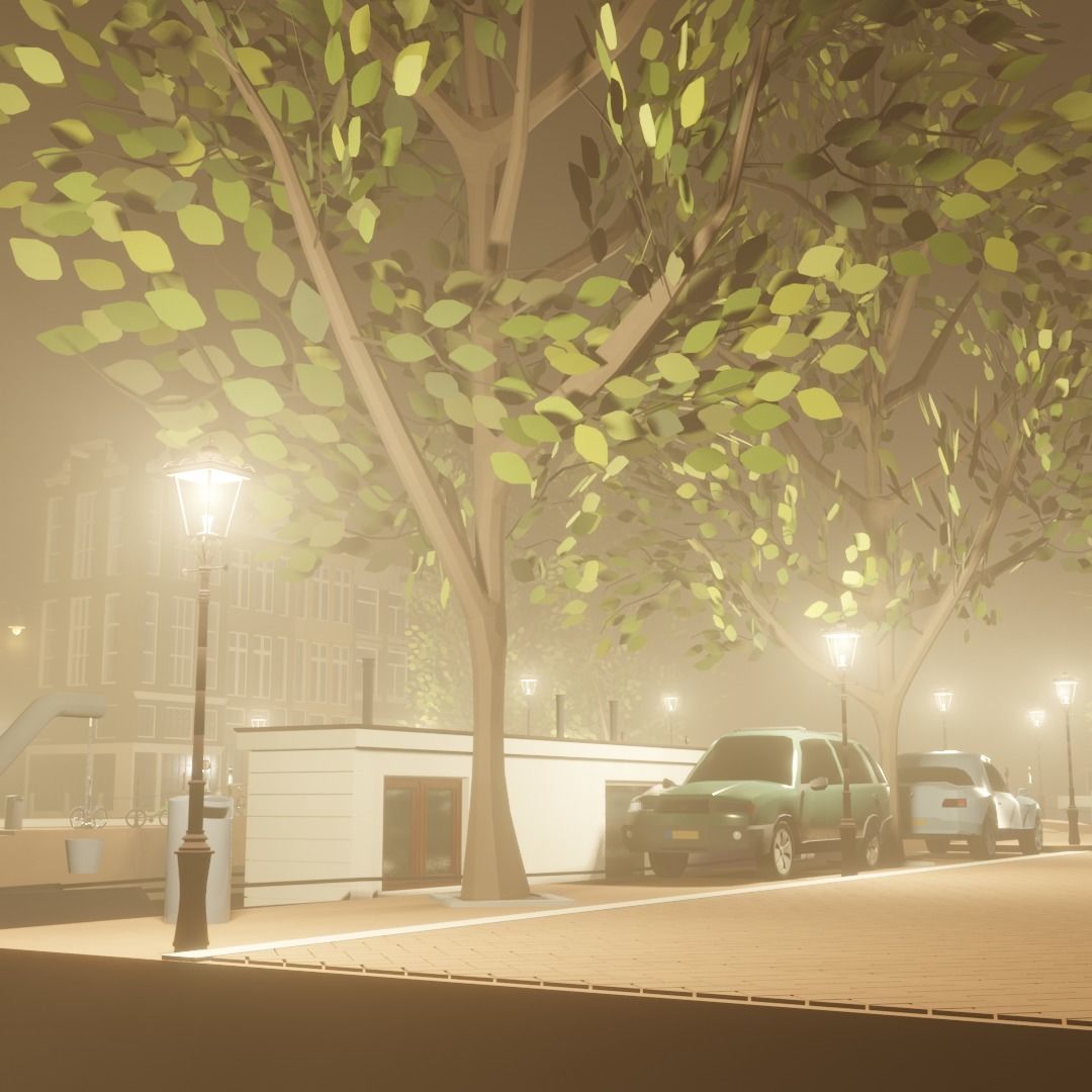 Amsterdam street corner Low-poly 3D model_5