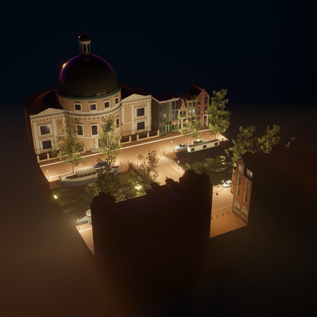 Amsterdam street corner Low-poly 3D model_9