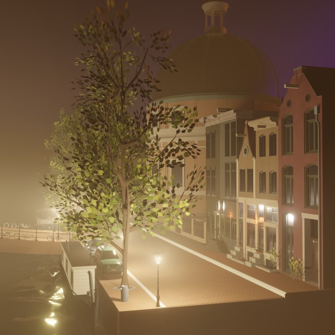 Amsterdam street corner Low-poly 3D model_10