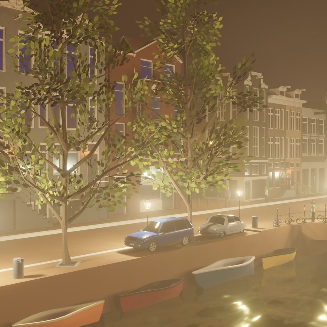 Amsterdam street corner Low-poly 3D model_2