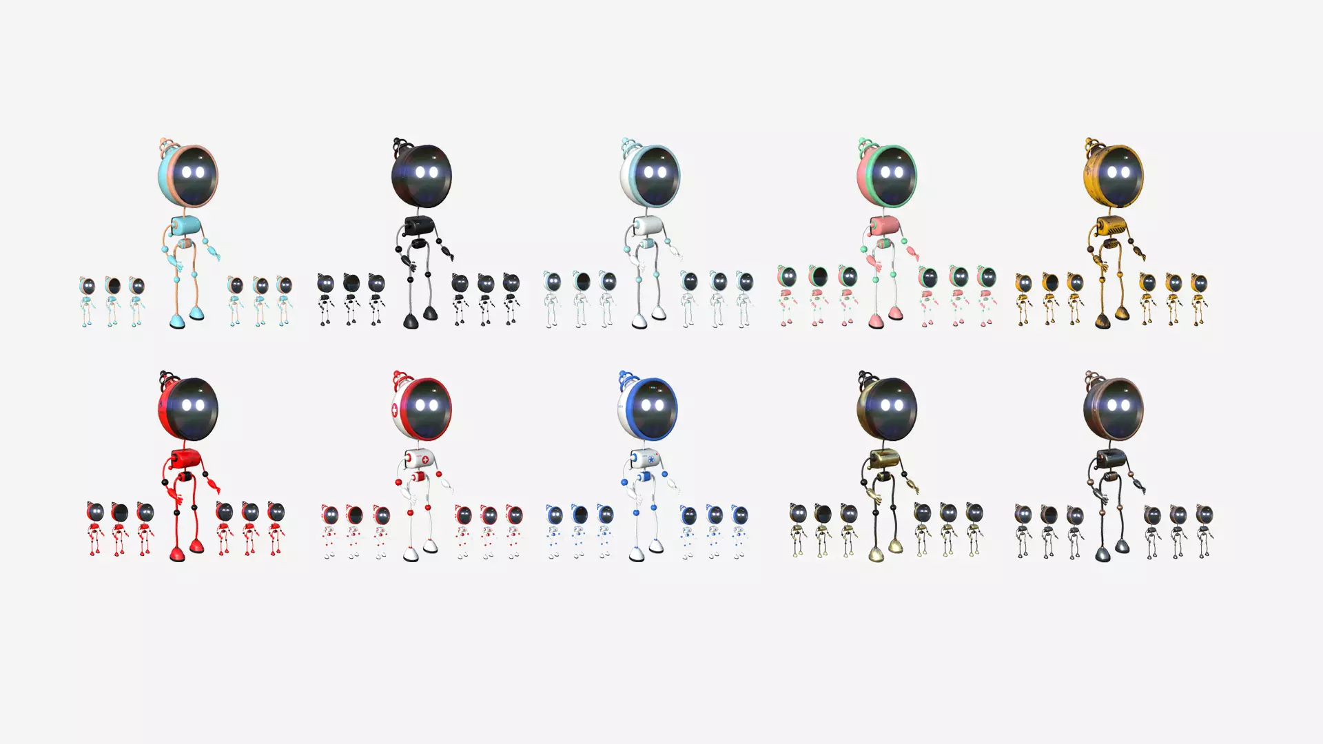 10 Cute Robot D Collection - SciFi Character Design _0