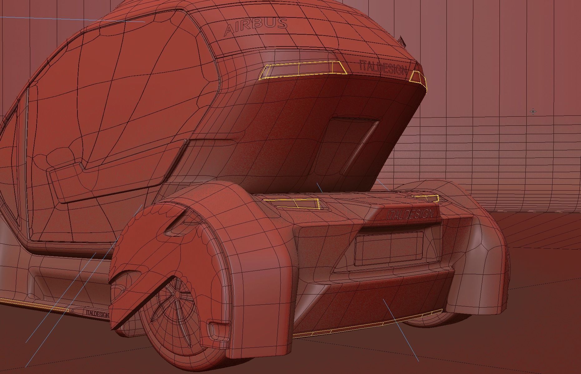 Airbus PopUp air passenger concept vehicle 3D model_10