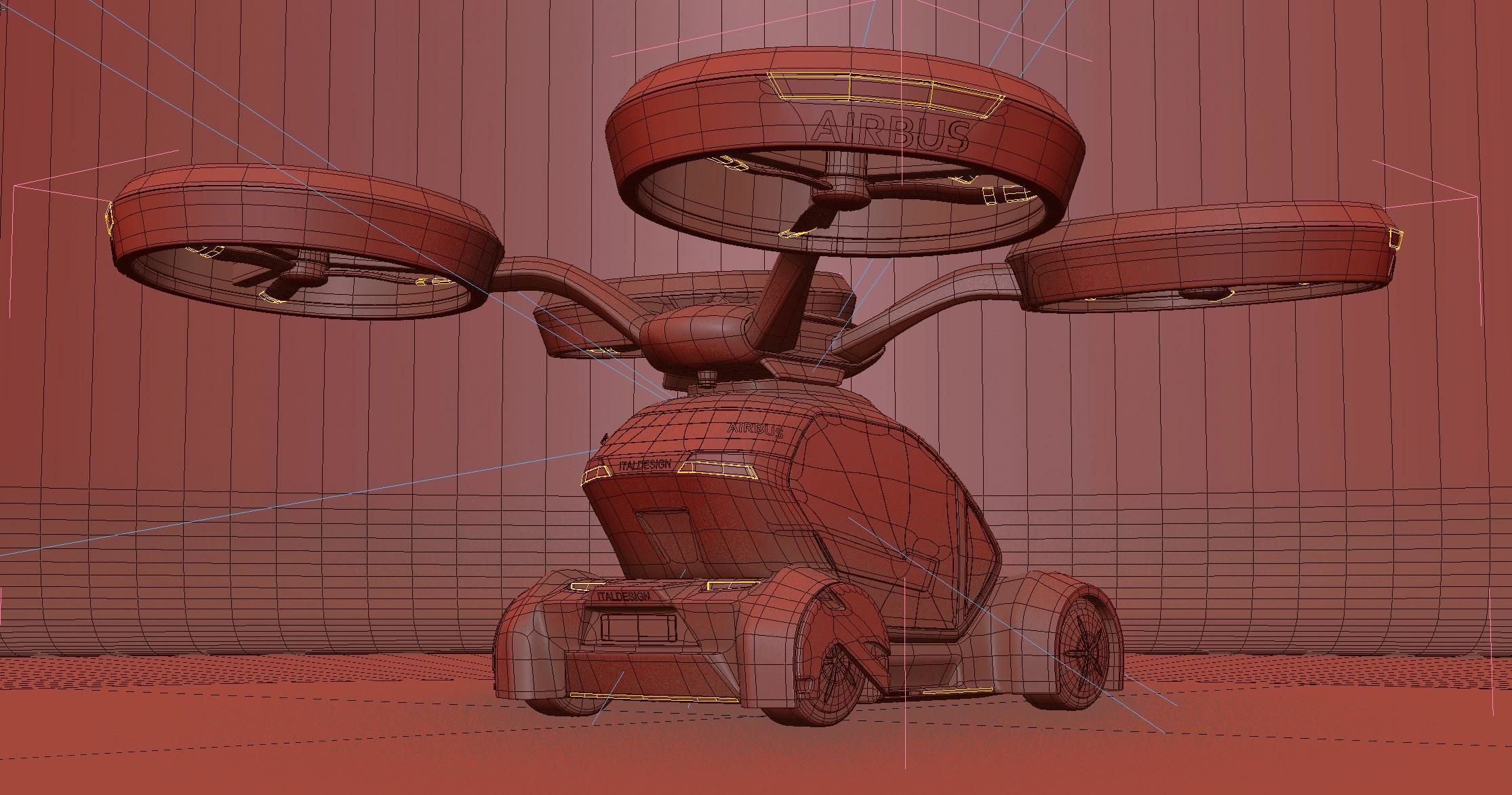 Airbus PopUp air passenger concept vehicle 3D model_8