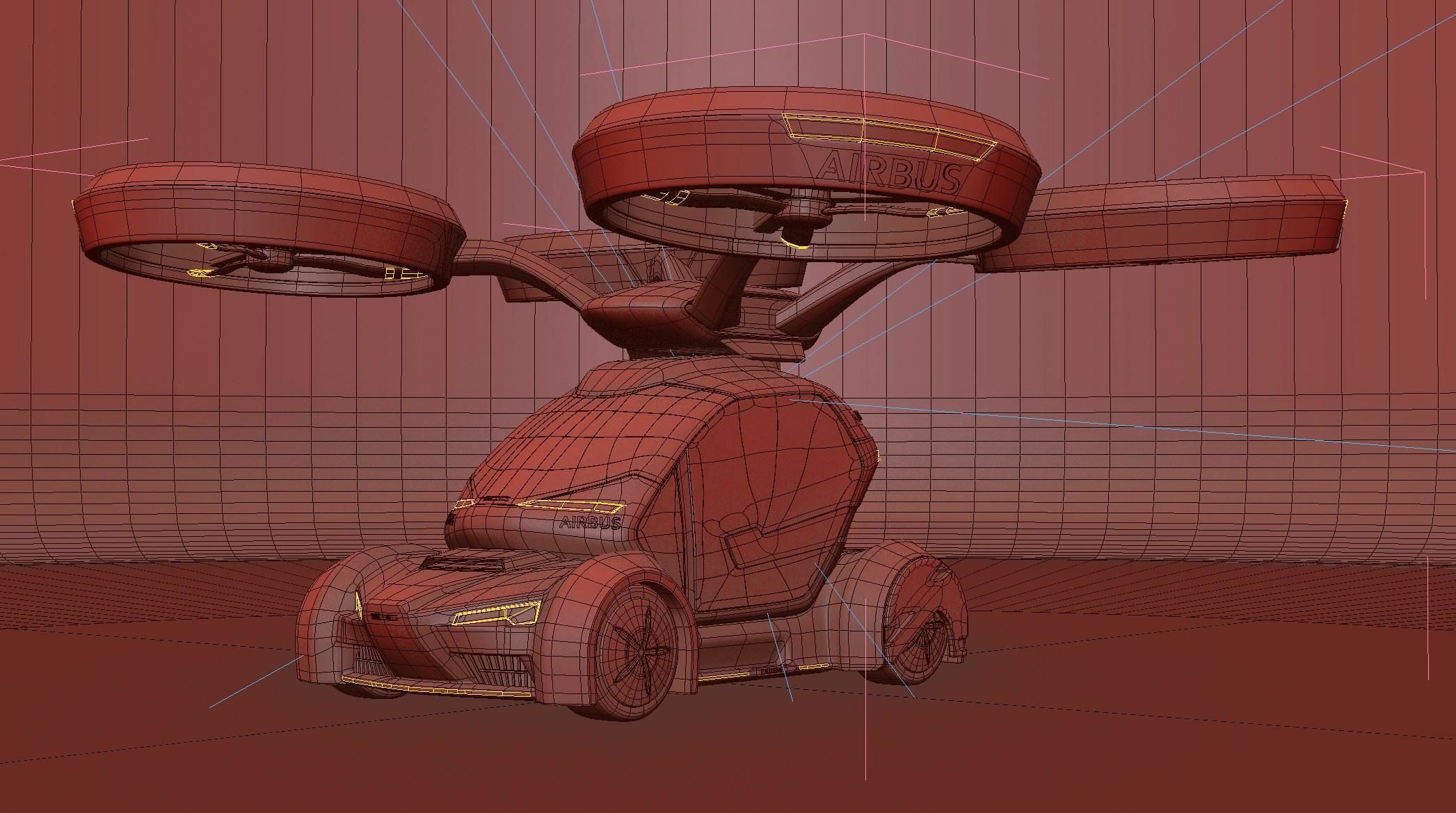 Airbus PopUp air passenger concept vehicle 3D model_7