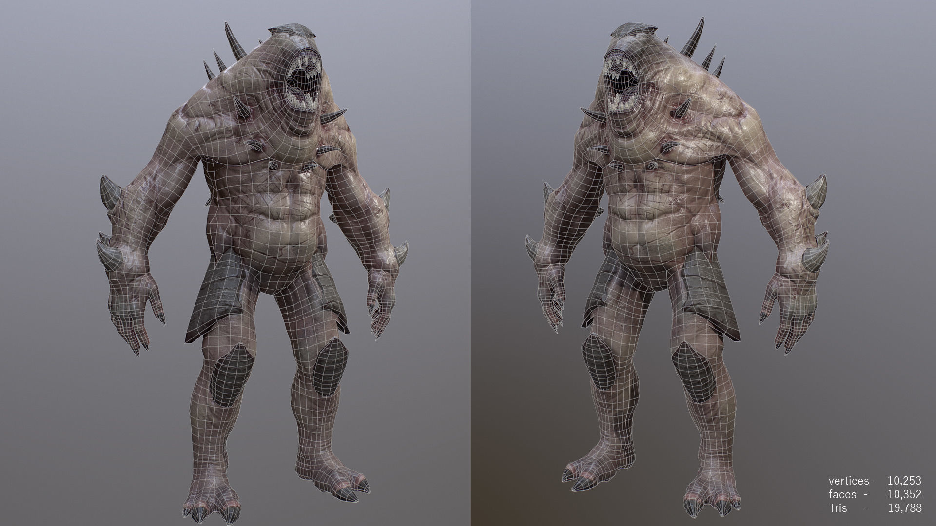 Demon creature Low-poly 3D model_3