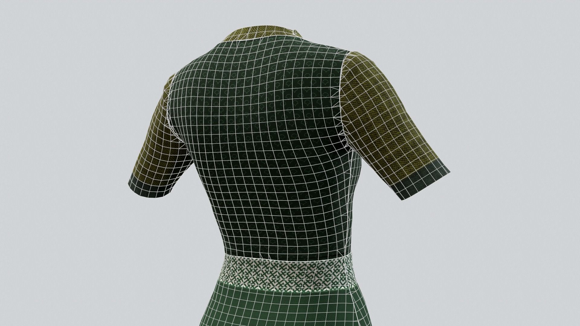 Indian Party Dress Green Costume Low-poly 3D model_9