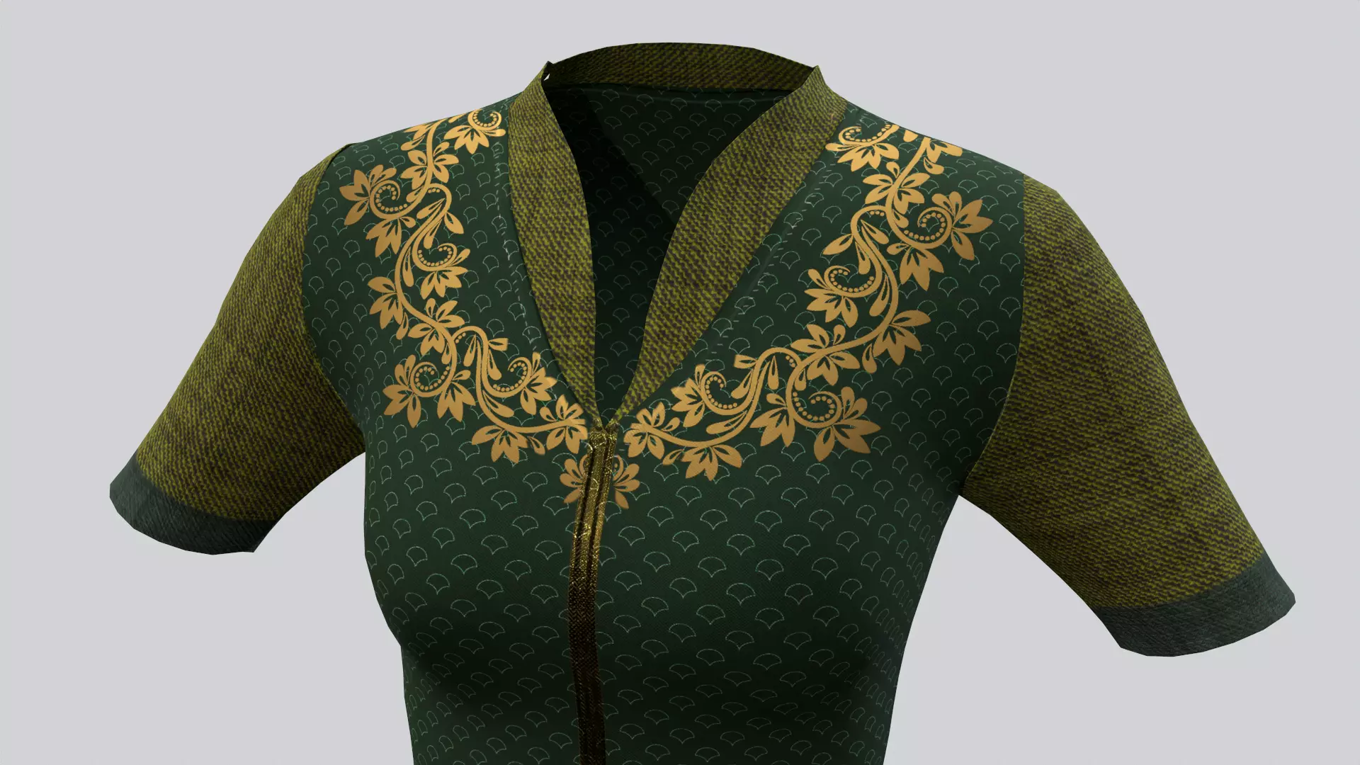 Indian Party Dress Green Costume Low-poly 3D model_0