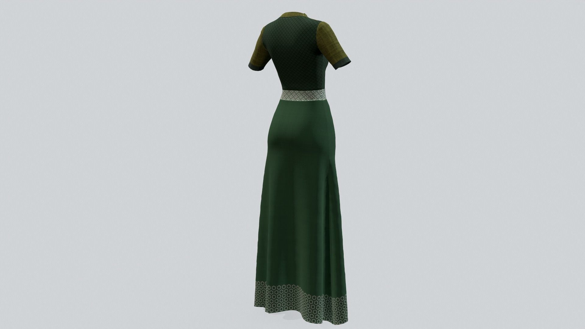 Indian Party Dress Green Costume Low-poly 3D model_7