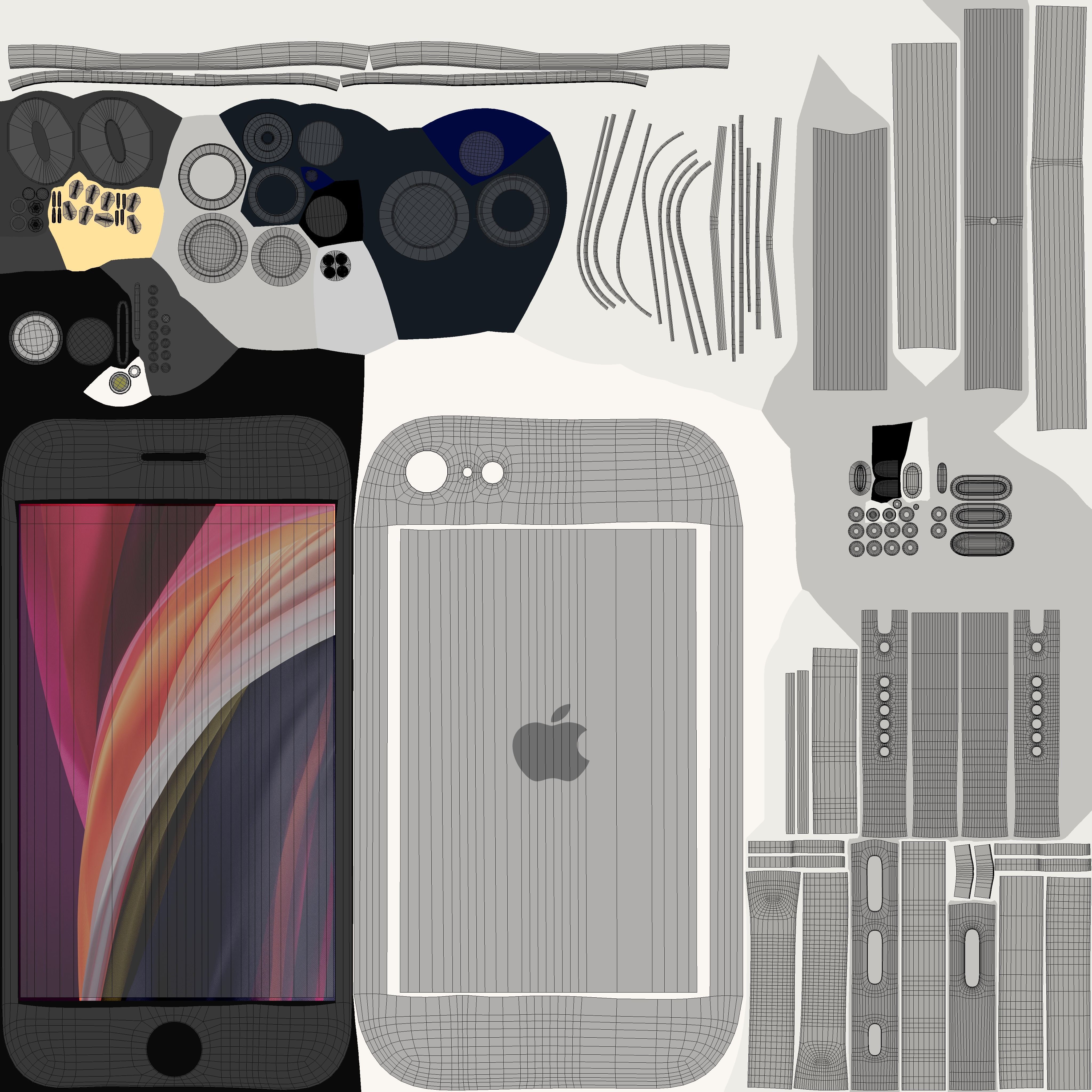 iPhone SE Starlight 2022 Low-poly 3D model_13