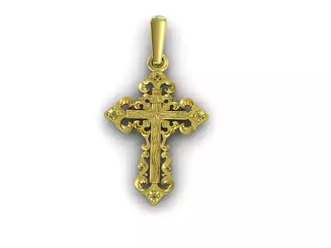 Cross ornate gold pendant