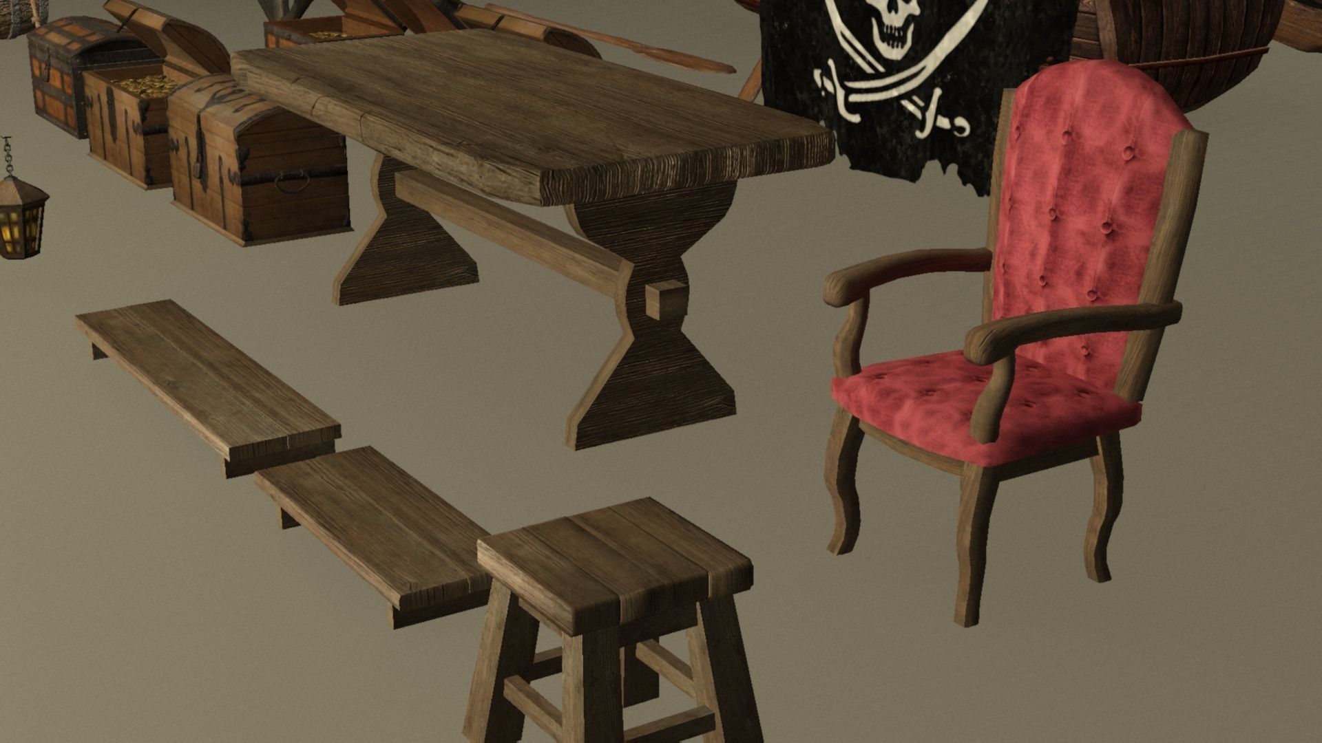 Pirate sailor props mega pack - 110 plus items collection Low-poly 3D model_7