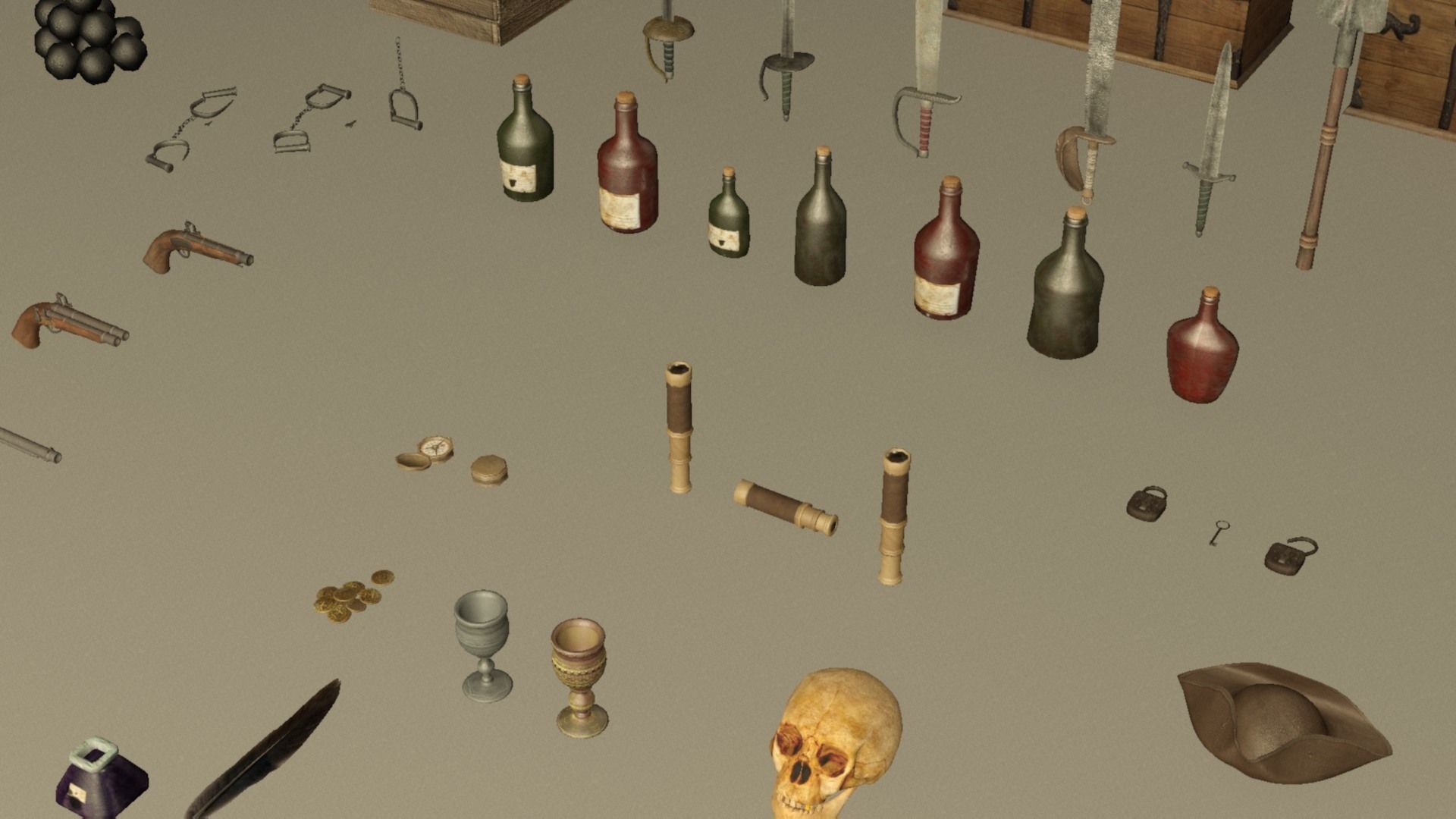 Pirate sailor props mega pack - 110 plus items collection Low-poly 3D model_9