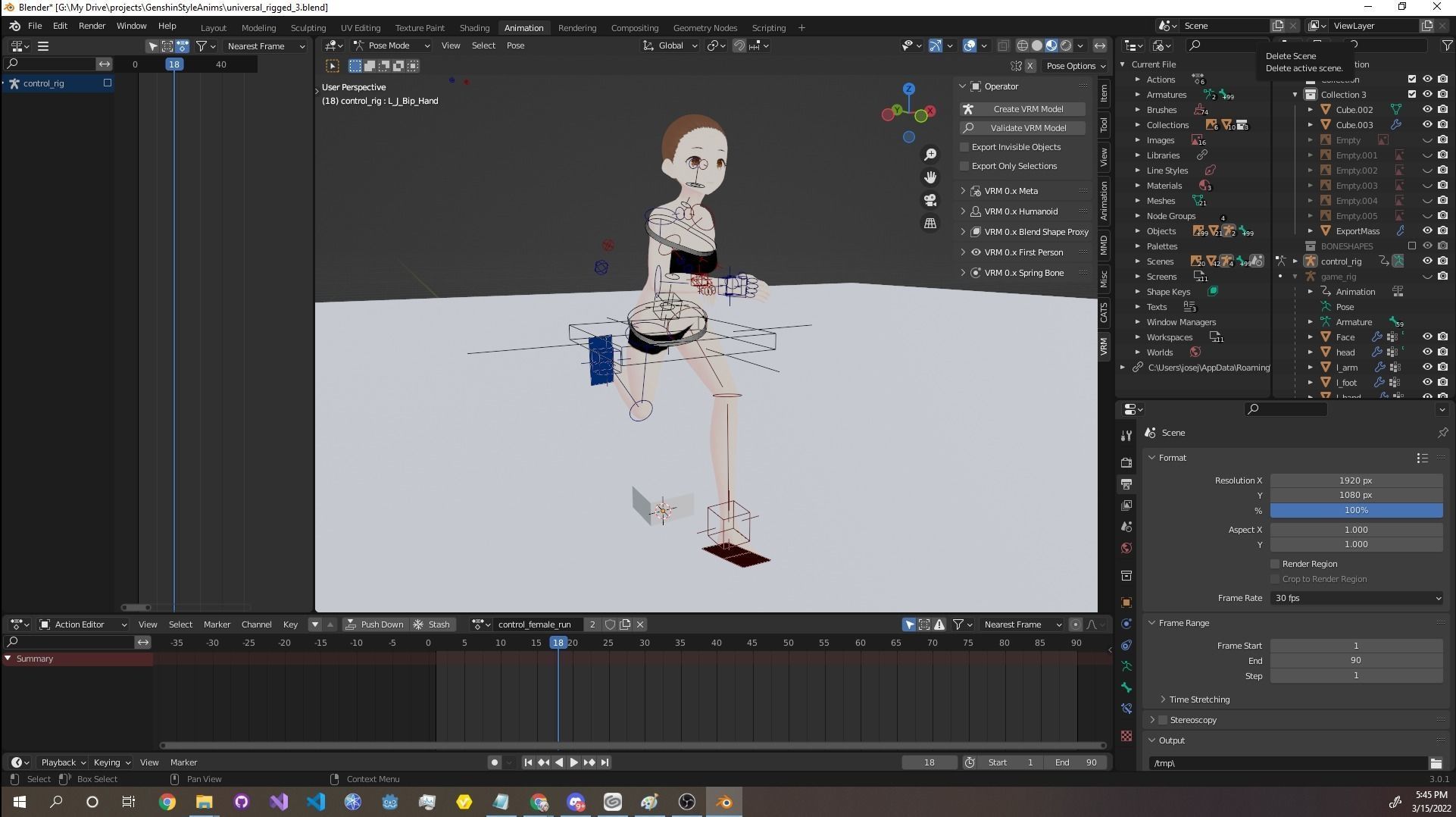 Anime Basemesh with Genshin Styled animations and Maid outfit Low-poly 3D model_10