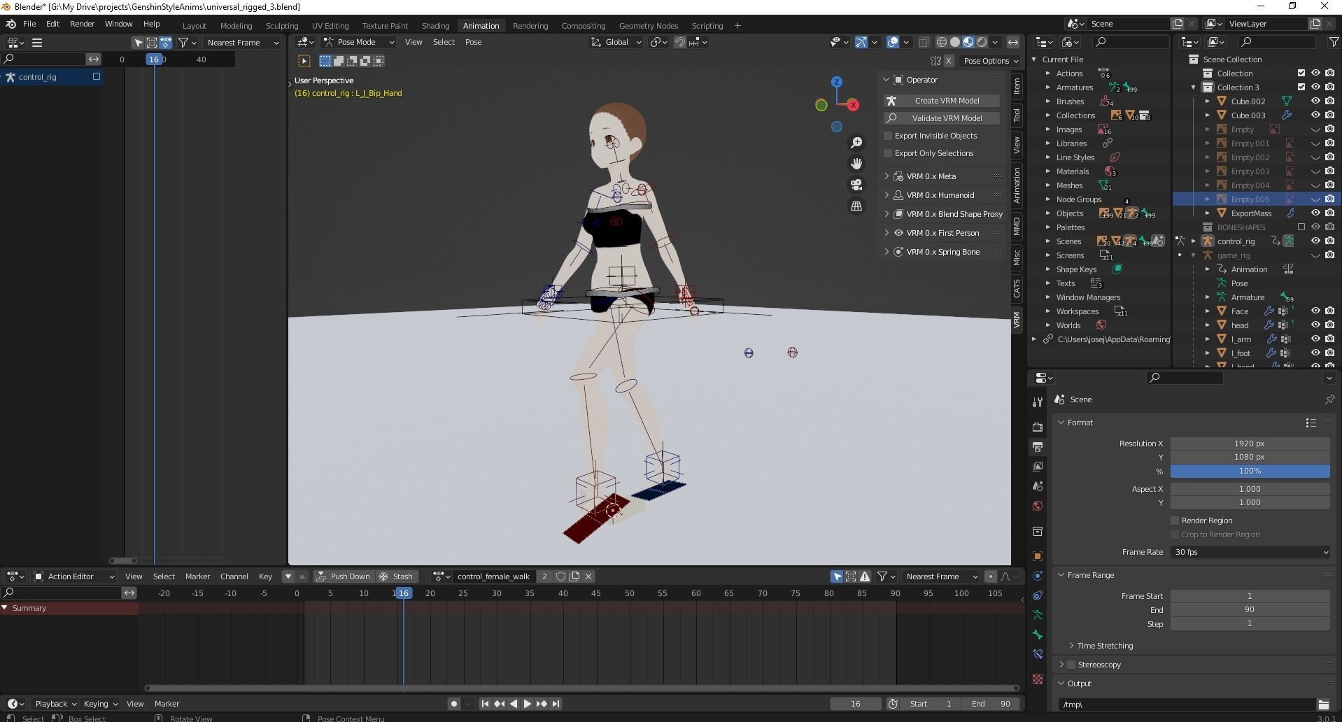Anime Basemesh with Genshin Styled animations and Maid outfit Low-poly 3D model_9