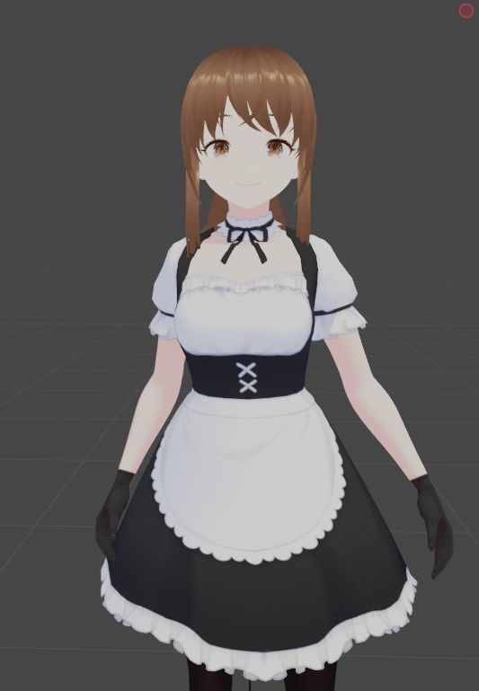 Anime Basemesh with Genshin Styled animations and Maid outfit Low-poly 3D model_4