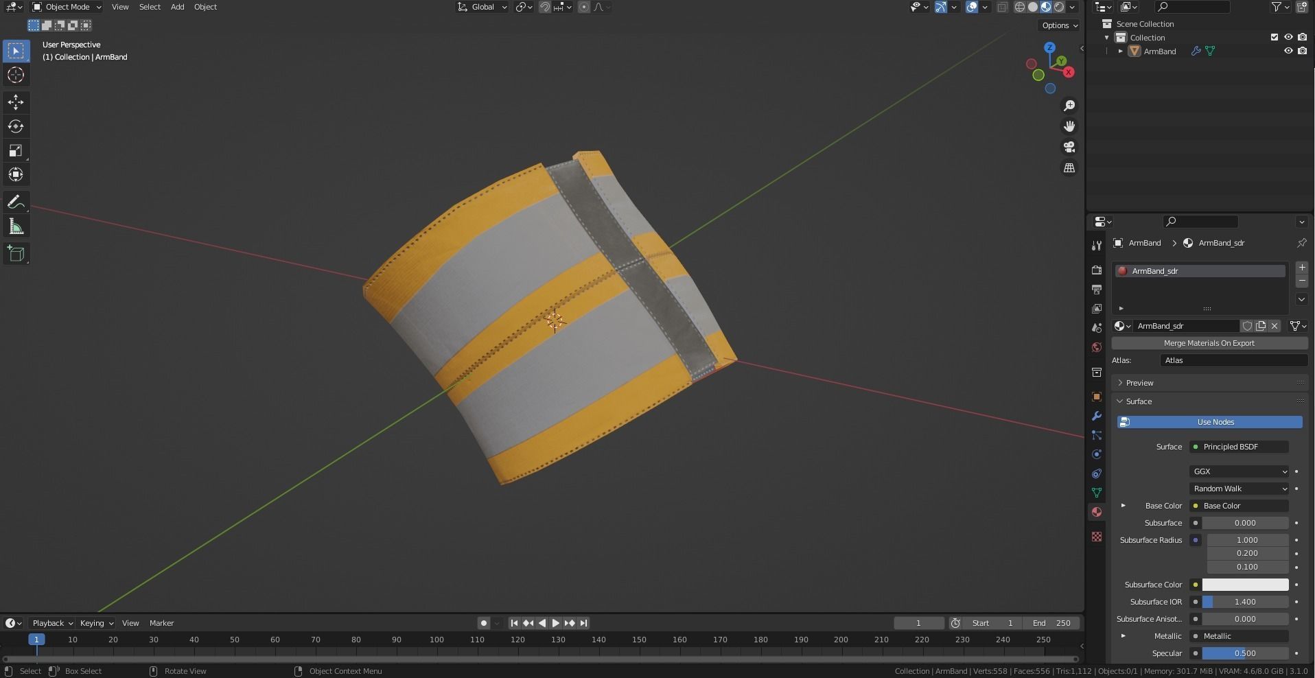 MILITARY Reflective Arm Band  Low-poly 3D model_9