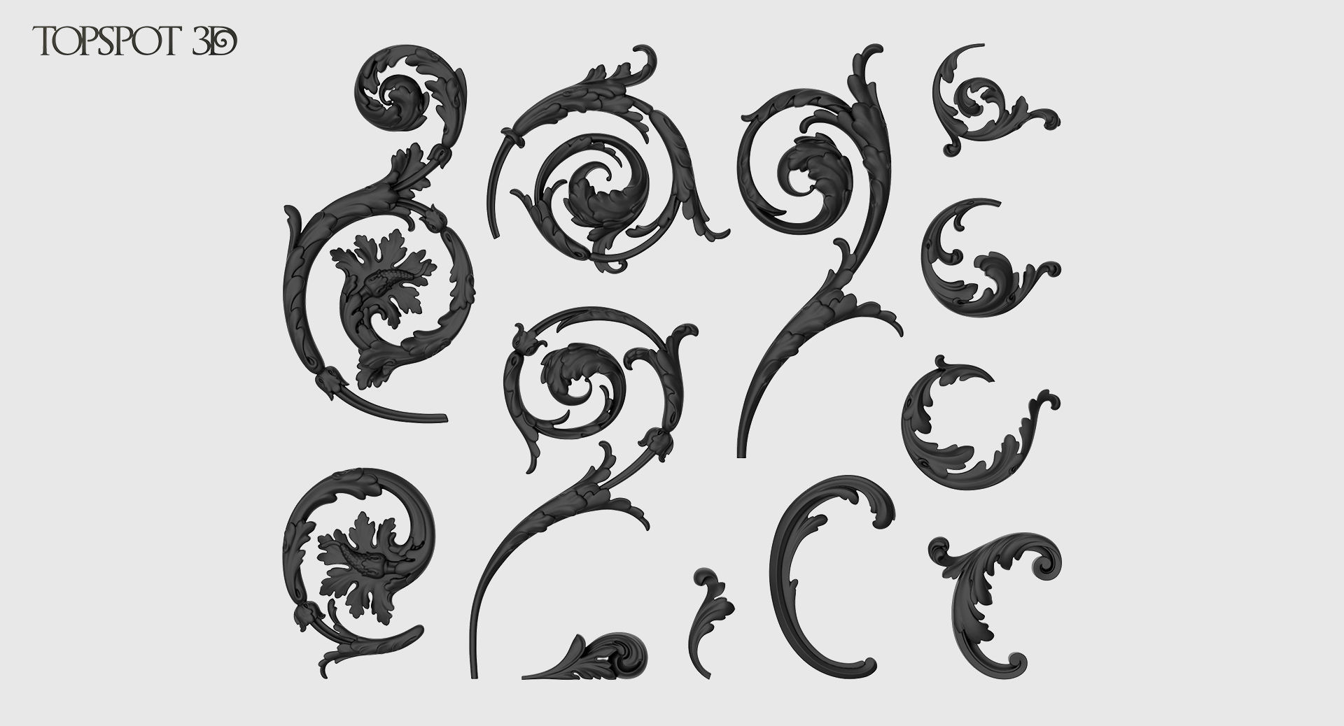 Acanthus Leaf Scroll Set 3D print model_18