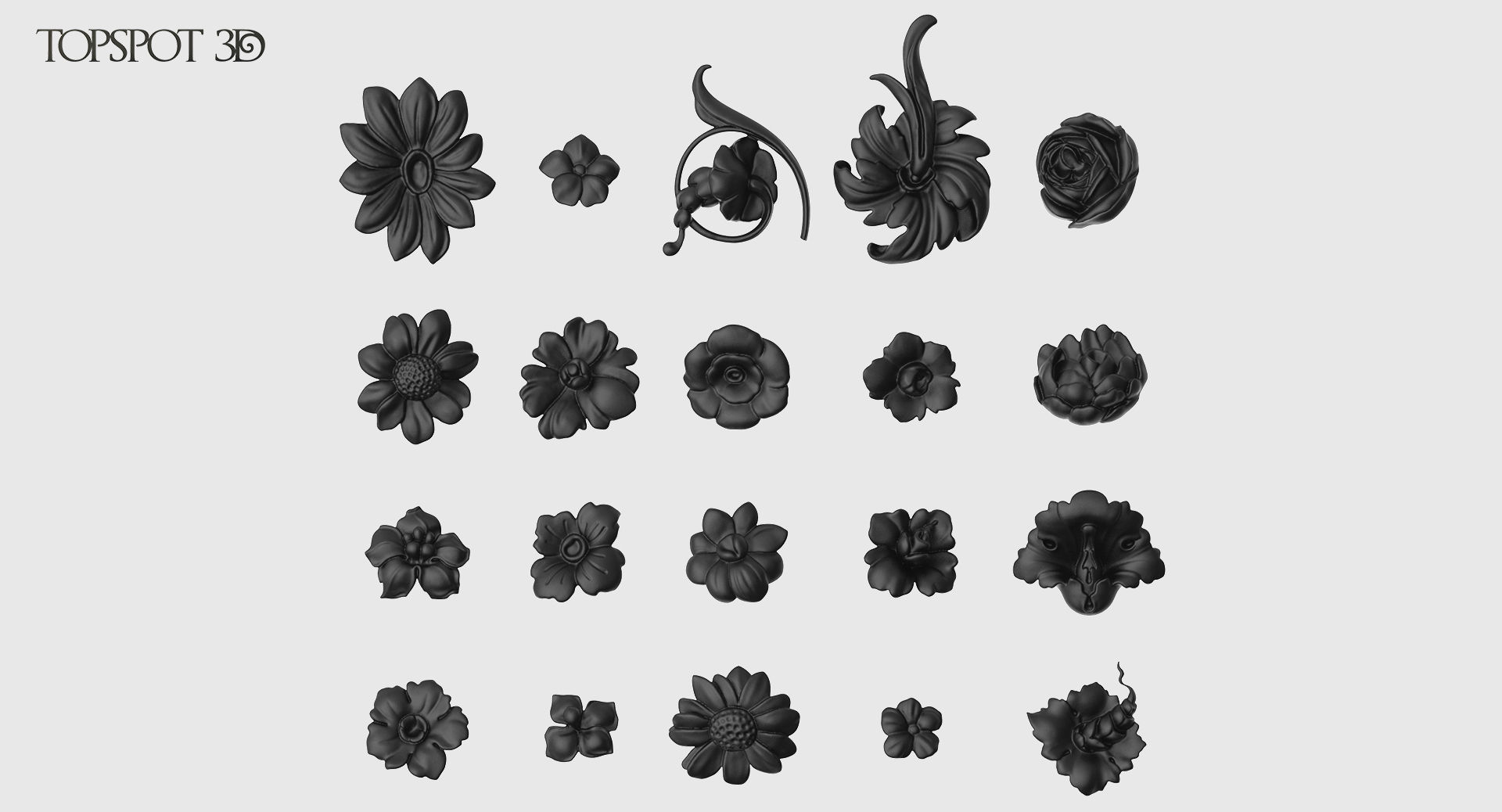 Decorative Flowers Set 3D print model_26