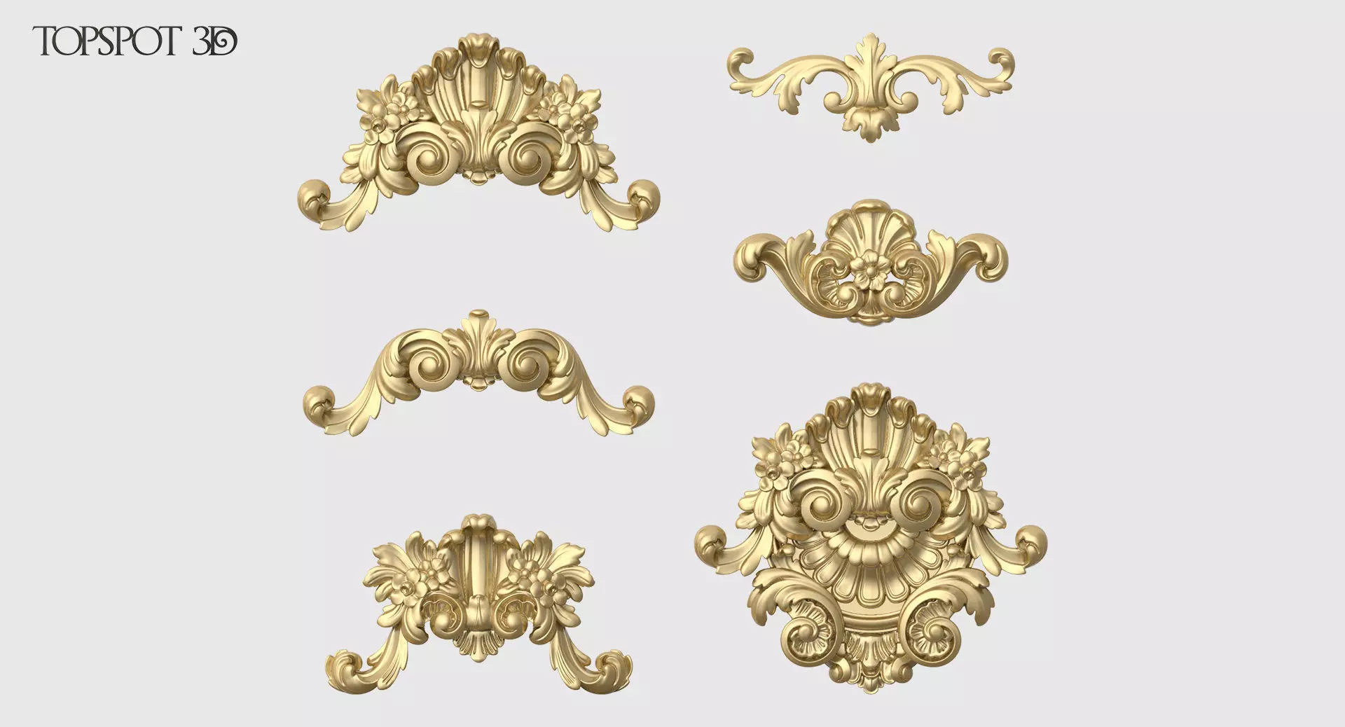 Onlay Collection gold ornate crown molding 3D print model_0