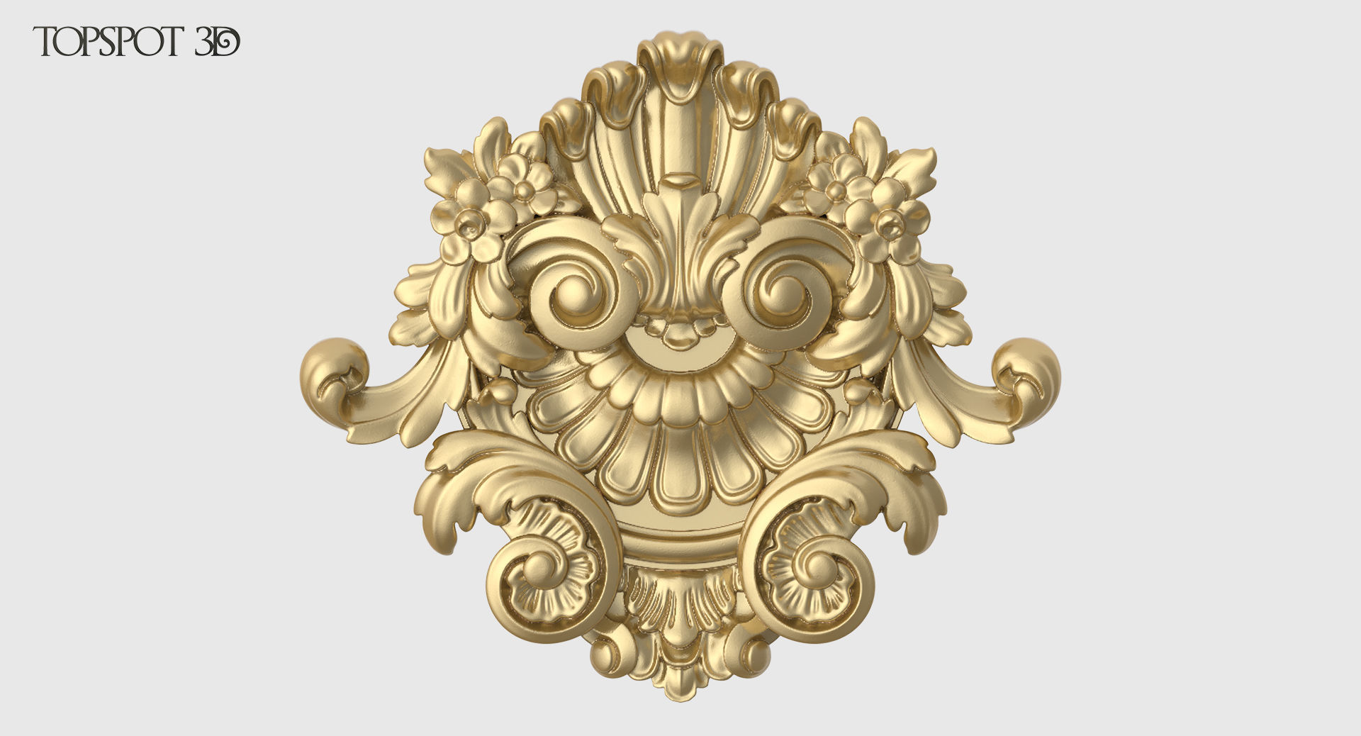 Onlay Collection gold ornate crown molding 3D print model_10