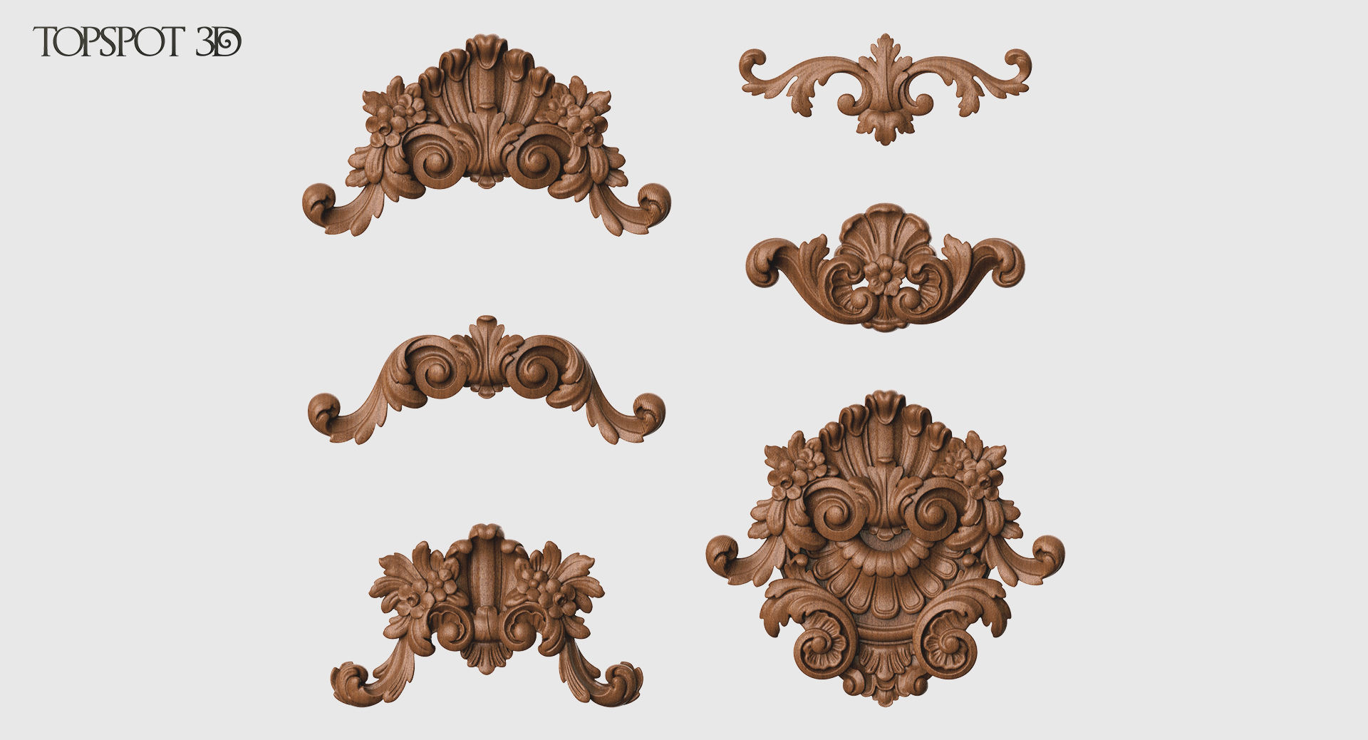 Onlay Collection gold ornate crown molding 3D print model_19