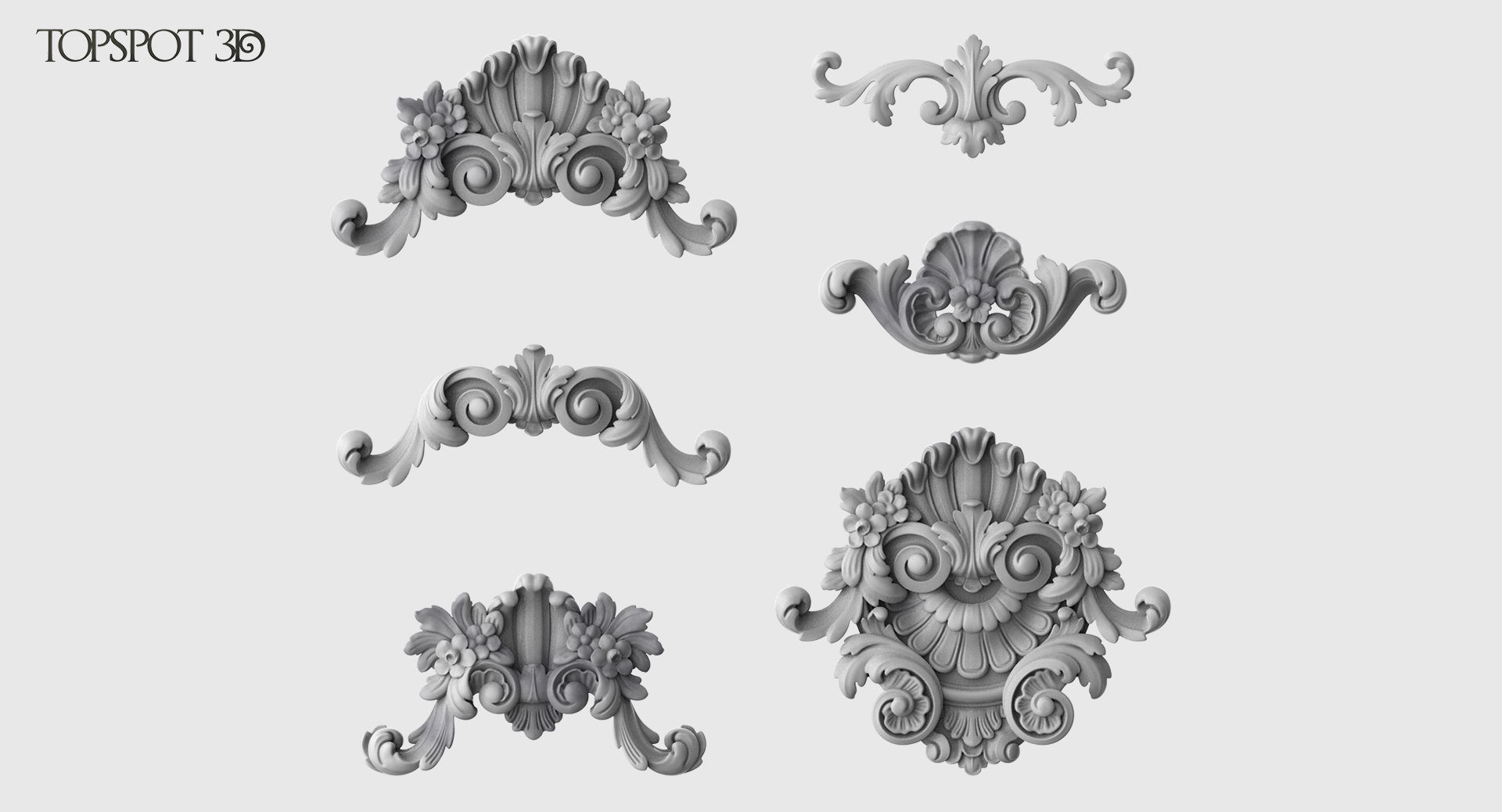 Onlay Collection gold ornate crown molding 3D print model_17