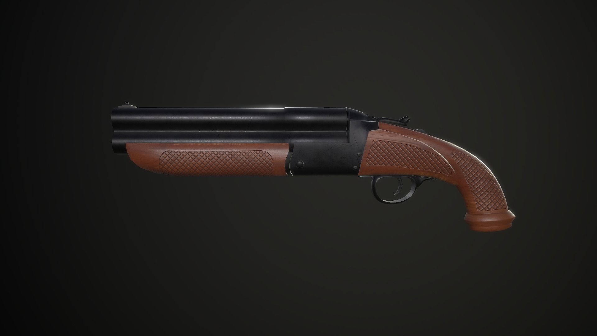 Sawed off Double Barrel Shotgun Free low-poly 3D model_1