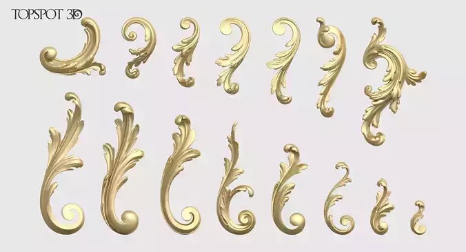Acanthus Leaves Collection 3D print model