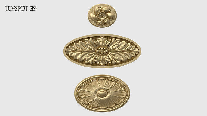 Oval Rosette Set 3D print model