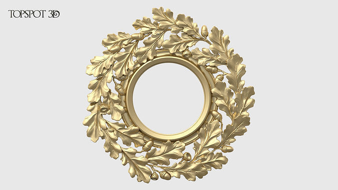 Round Frame With Oak Leaves 3D print model