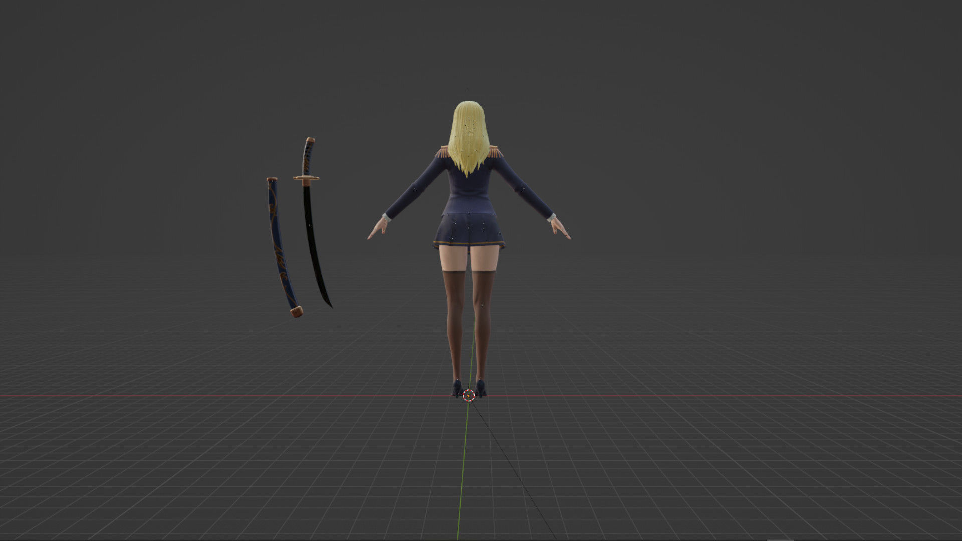 School Girl Low-poly 3D model_3