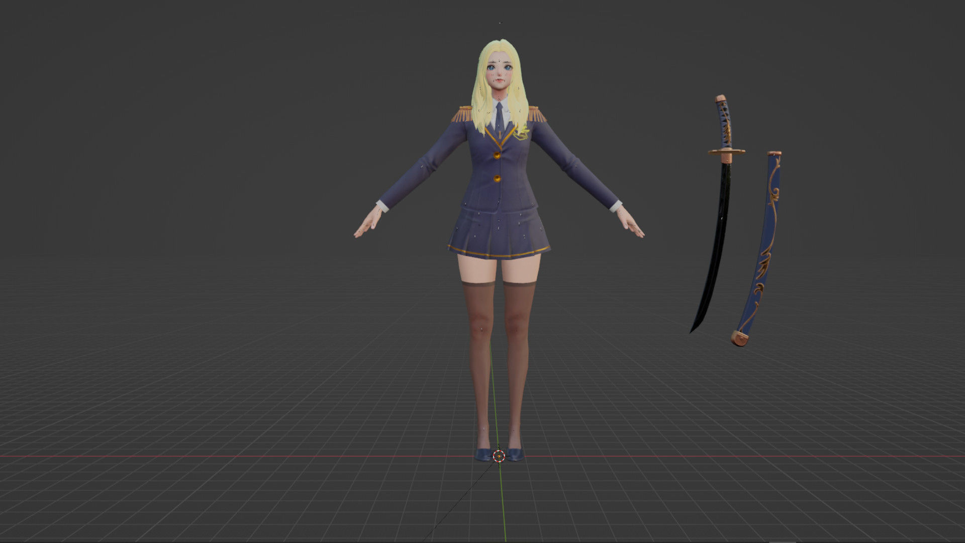 School Girl Low-poly 3D model_2
