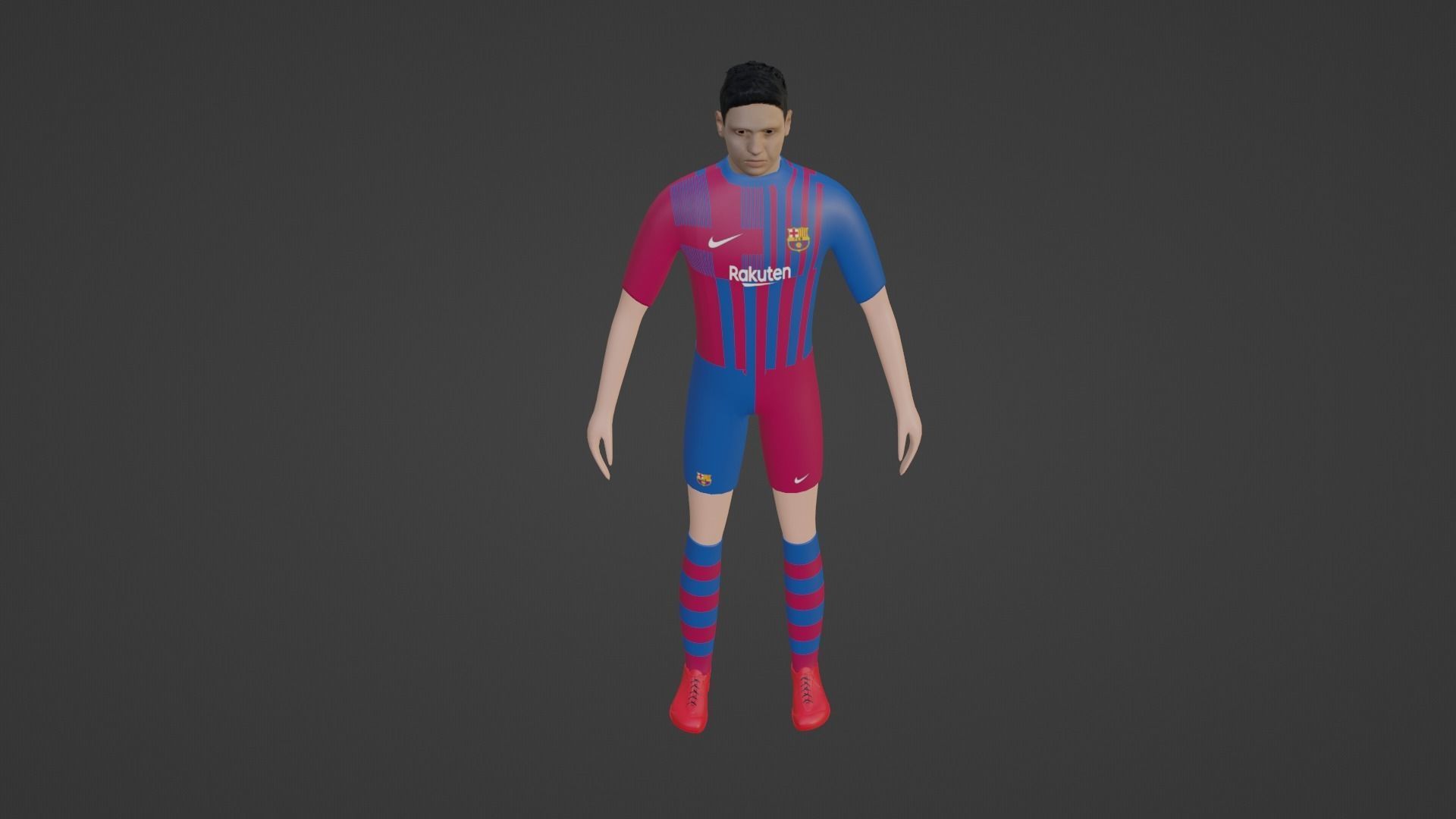 Soccer Player - Barcelona Low-poly 3D model_5