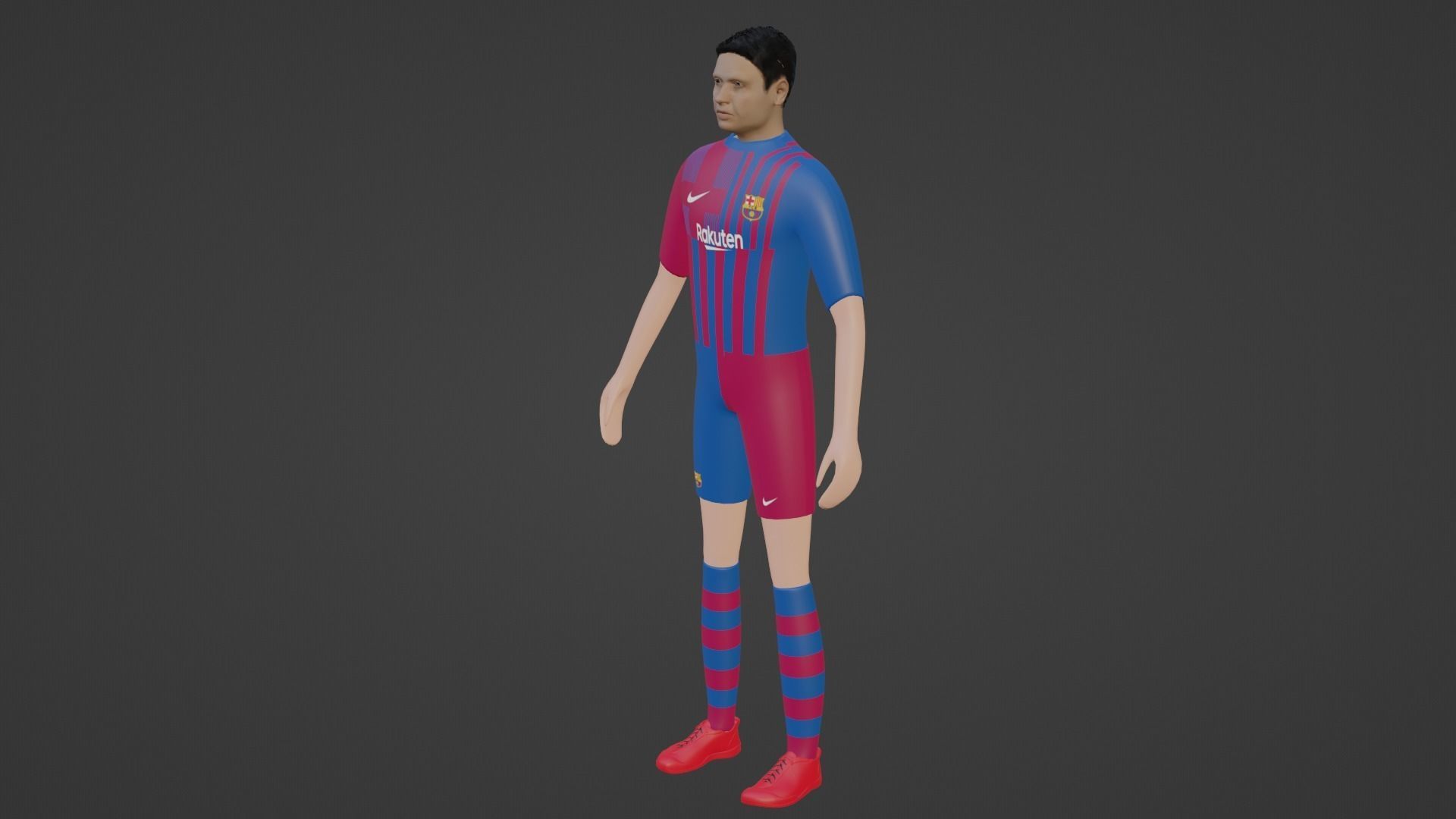 Soccer Player - Barcelona Low-poly 3D model_3