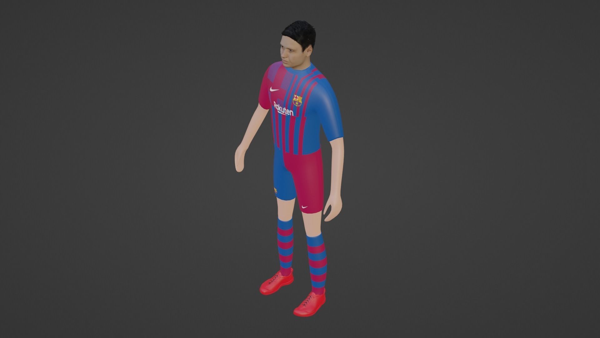 Soccer Player - Barcelona Low-poly 3D model_2