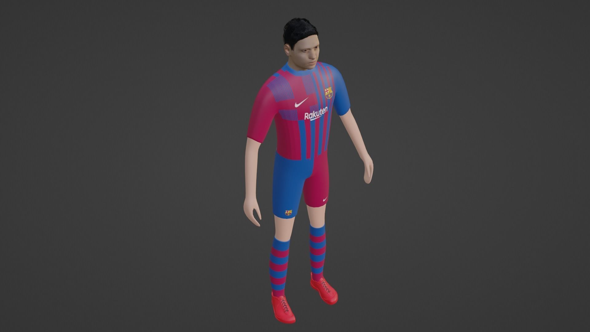 Soccer Player - Barcelona Low-poly 3D model_1