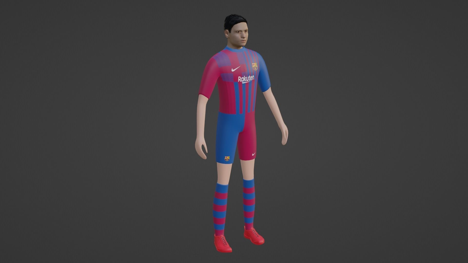 Soccer Player - Barcelona Low-poly 3D model_4