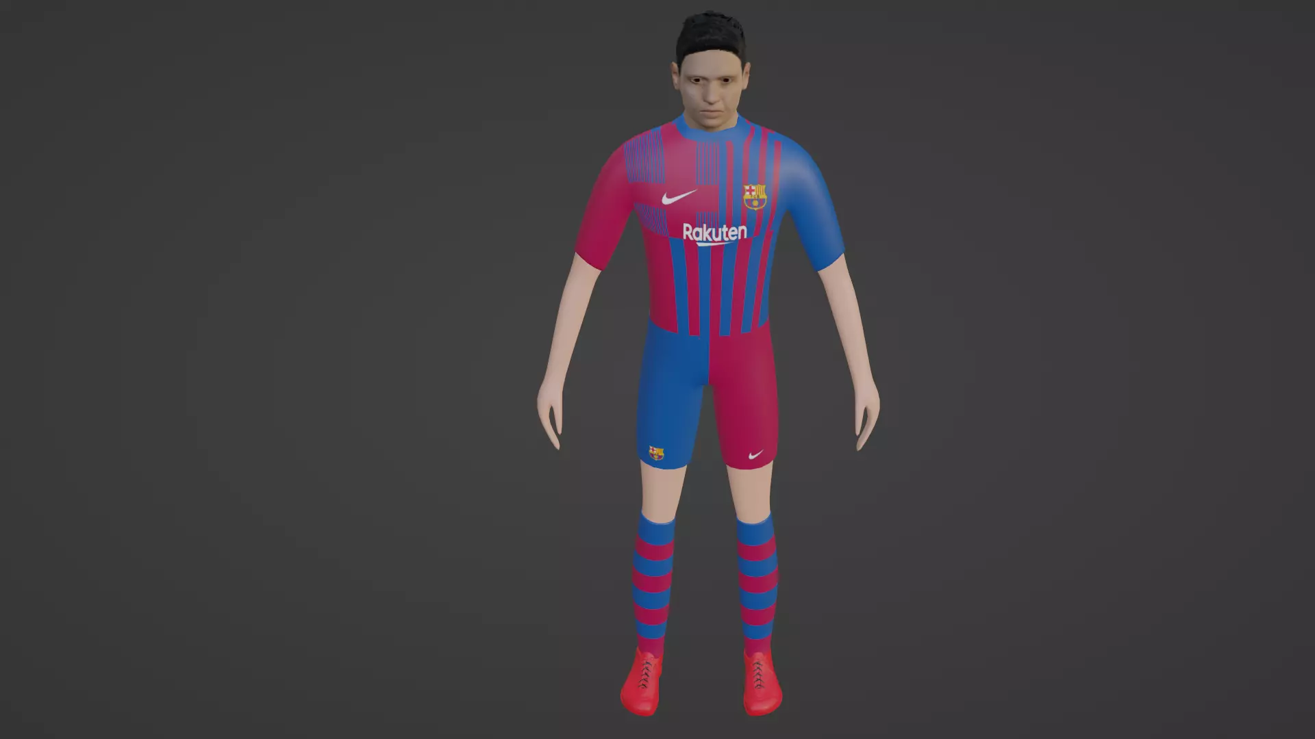 Soccer Player - Barcelona Low-poly 3D model_0