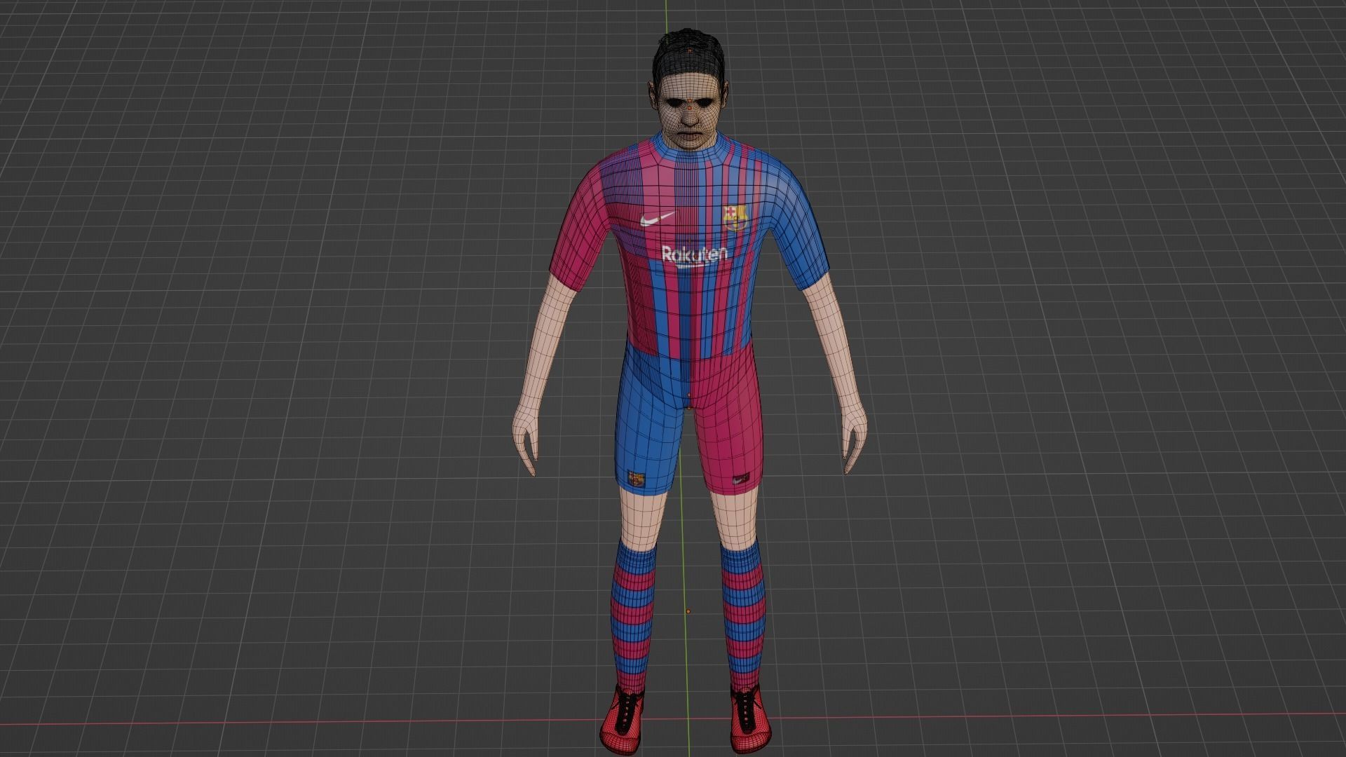 Soccer Player - Barcelona Low-poly 3D model_7