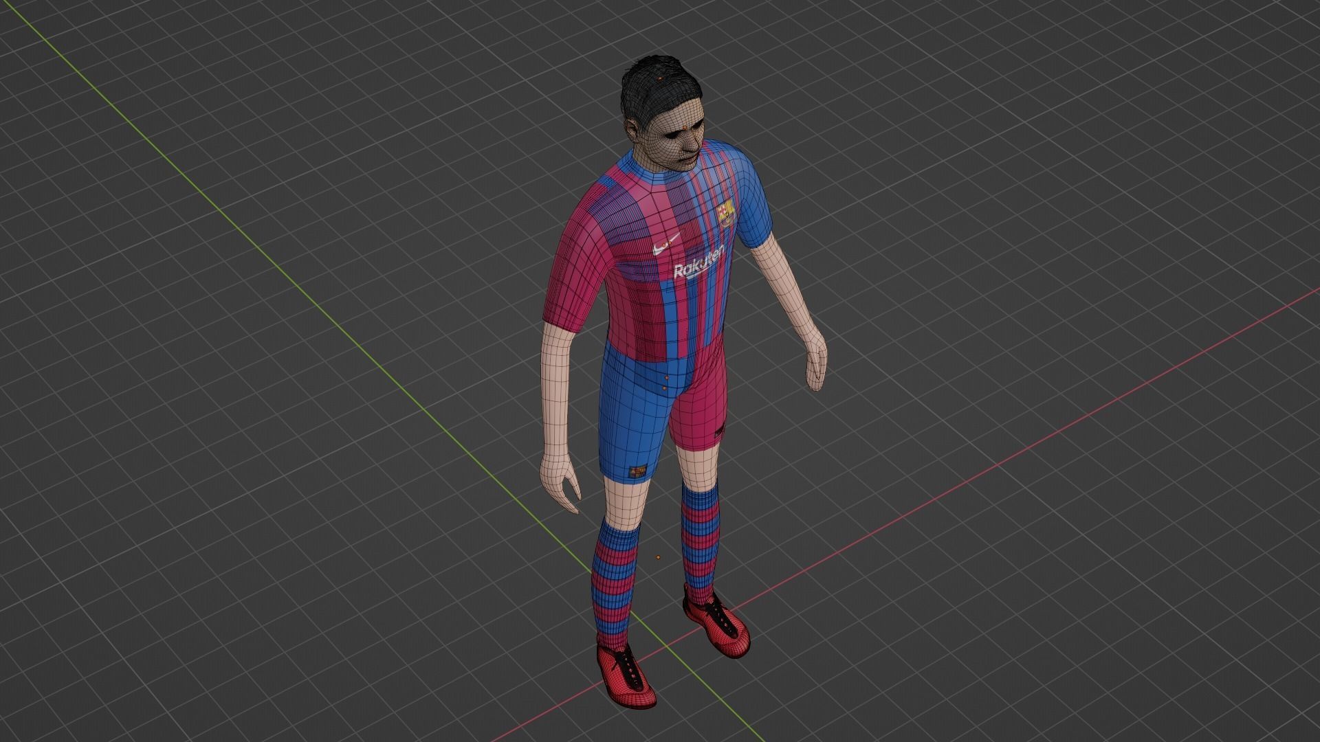 Soccer Player - Barcelona Low-poly 3D model_6