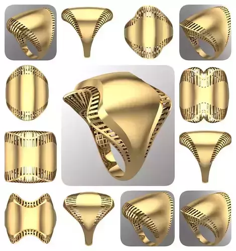 6-PCS-CORNER BAND FUSION  RING