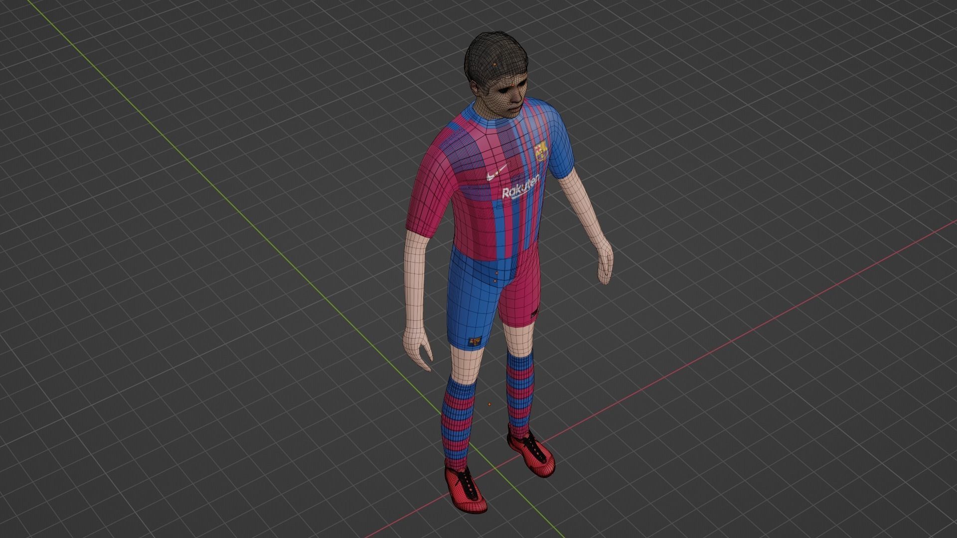 Soccer Player - Barcelona Low-poly 3D model_6