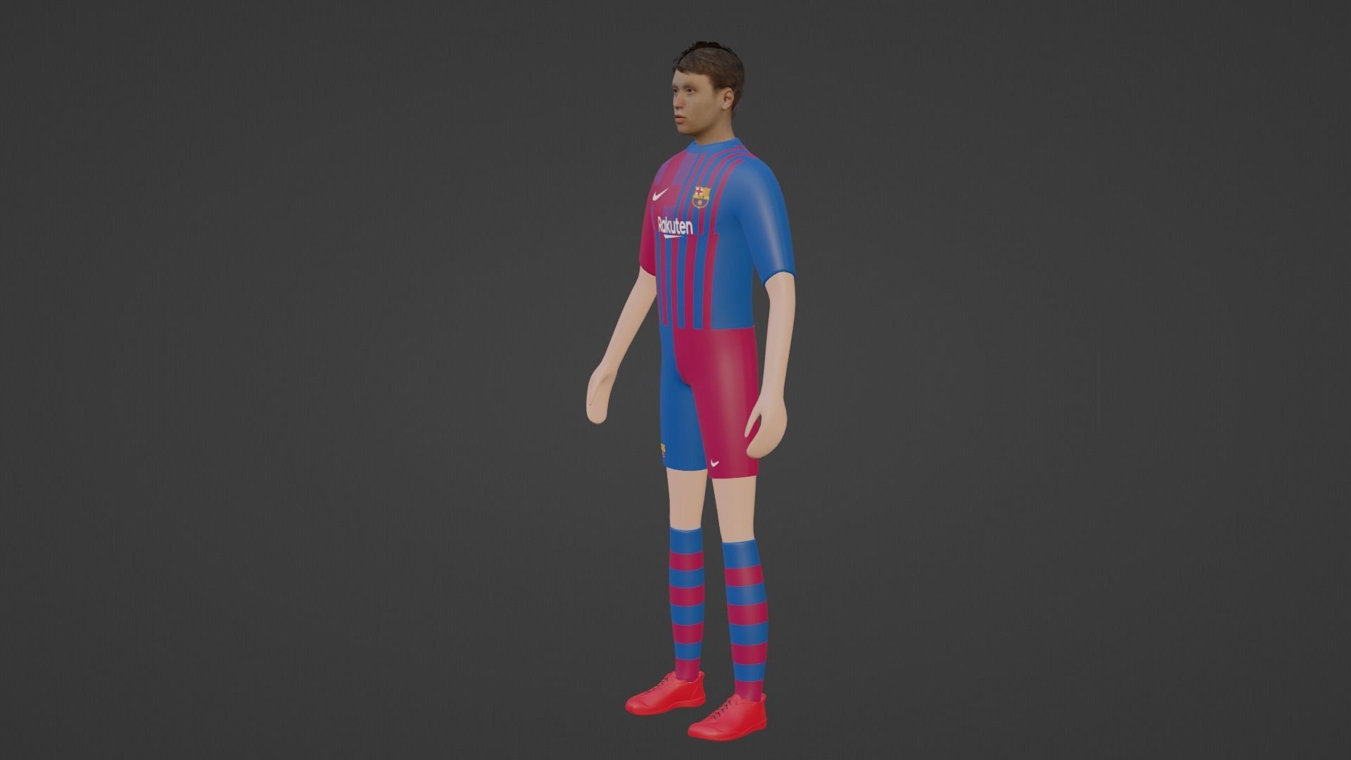 Soccer Player - Barcelona Low-poly 3D model_3