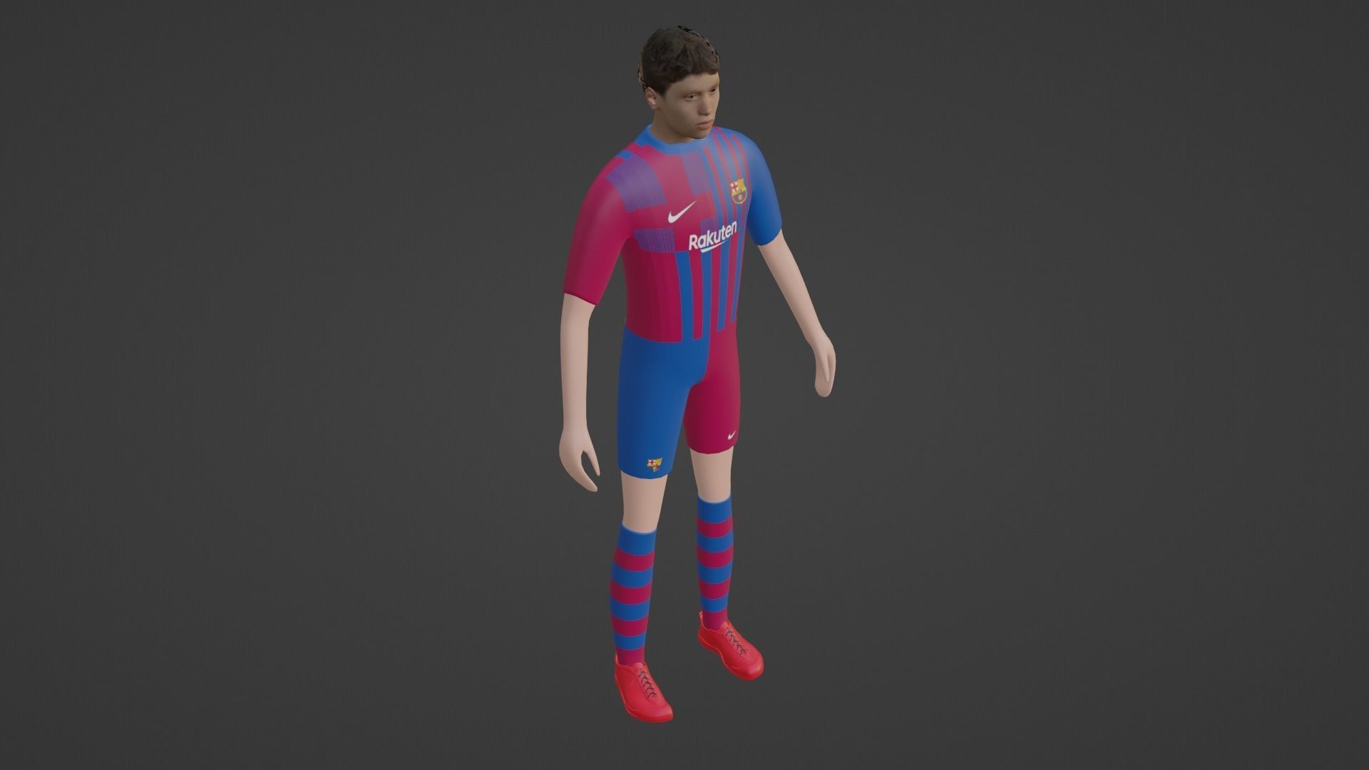 Soccer Player - Barcelona Low-poly 3D model_1