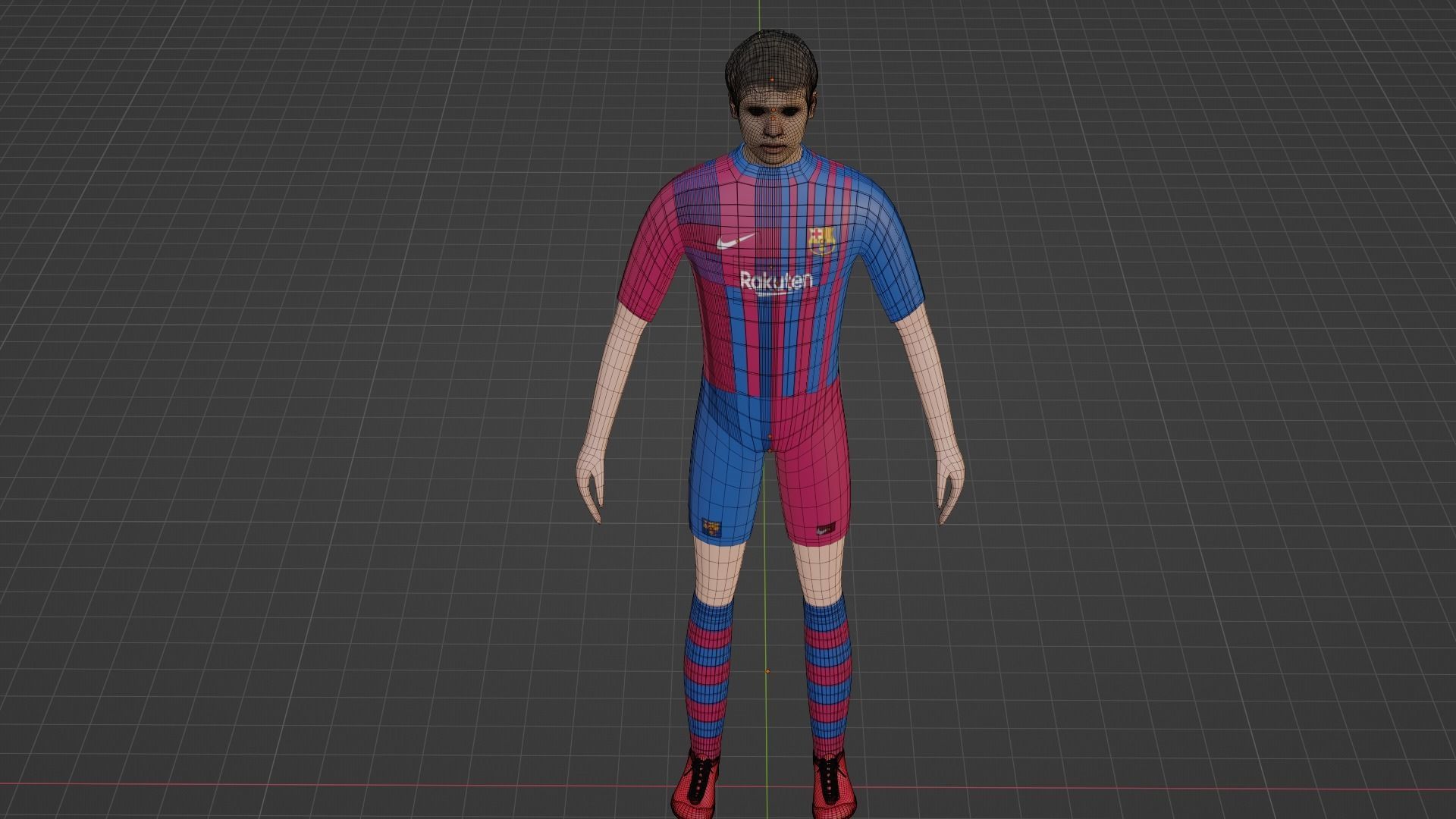Soccer Player - Barcelona Low-poly 3D model_8