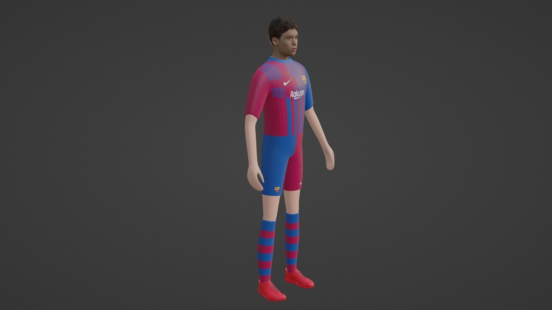 Soccer Player - Barcelona Low-poly 3D model_5