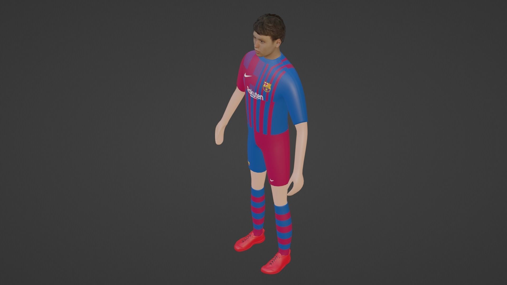 Soccer Player - Barcelona Low-poly 3D model_2