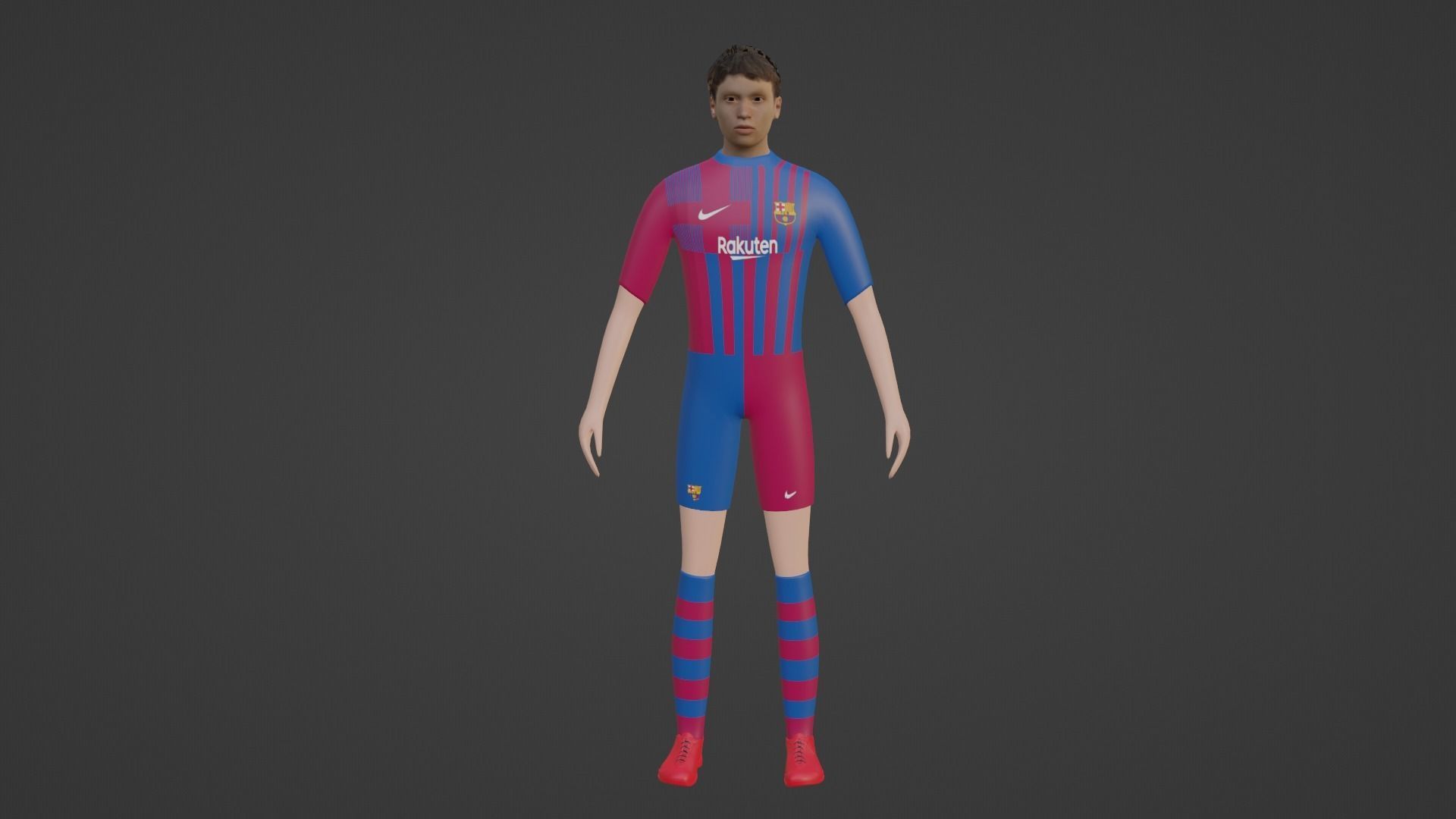 Soccer Player - Barcelona Low-poly 3D model_4