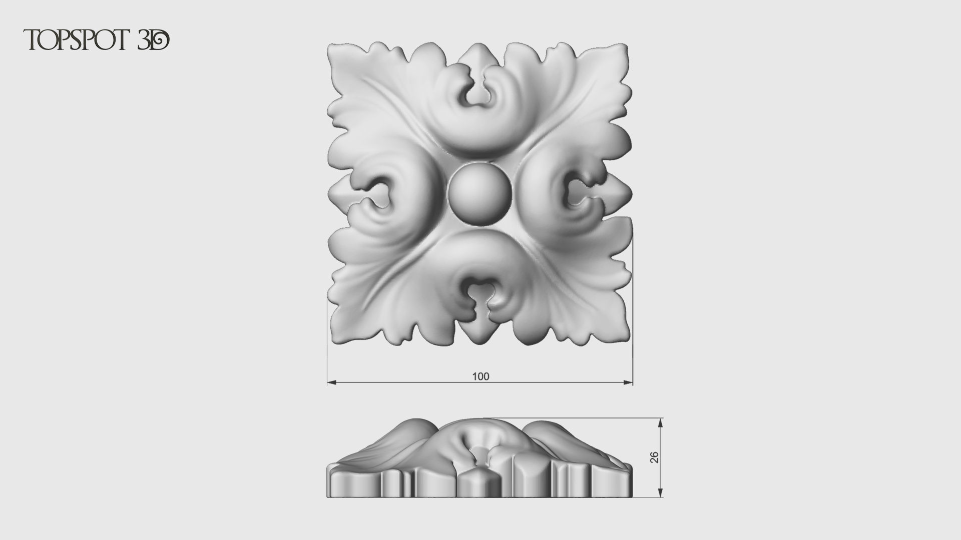 Square Rosette 3D print model_11